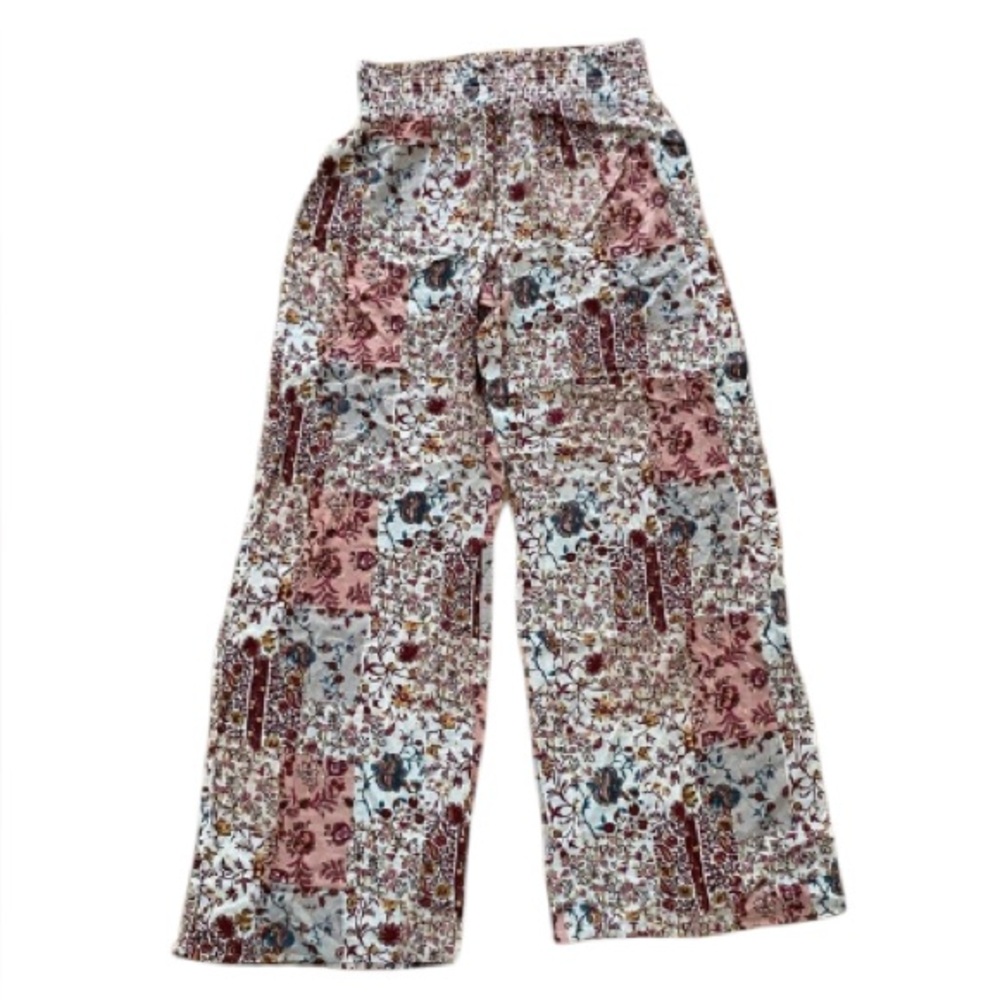 DREW Natural Moroccan Mixed Print Elastic-Waist Wide-Leg Pants Size L NWT